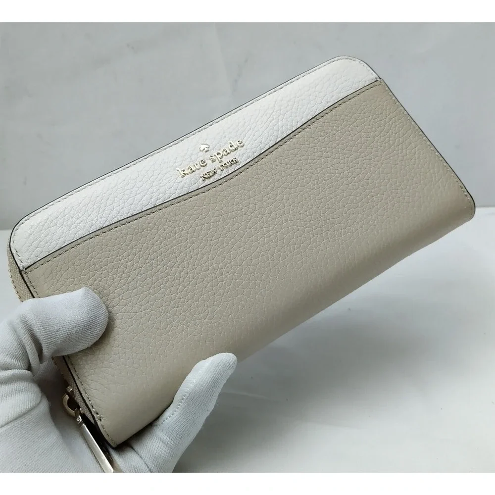 Kate Spade New York Colorblock Gray Pebbled Leather Zip Around Wallet - NWT $239